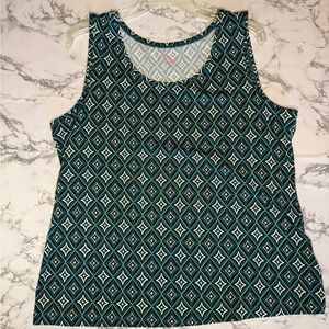 Green Geometric Patterned Sleeveless Top